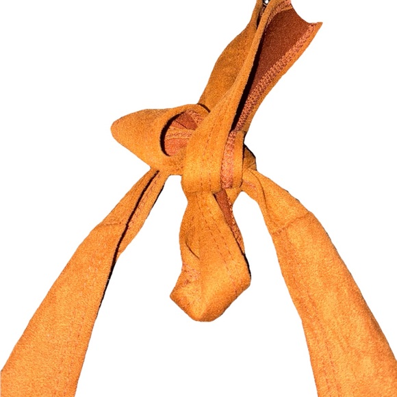 Brand new caramel brown faux suede halter top in size Large - Picture 4 of 5